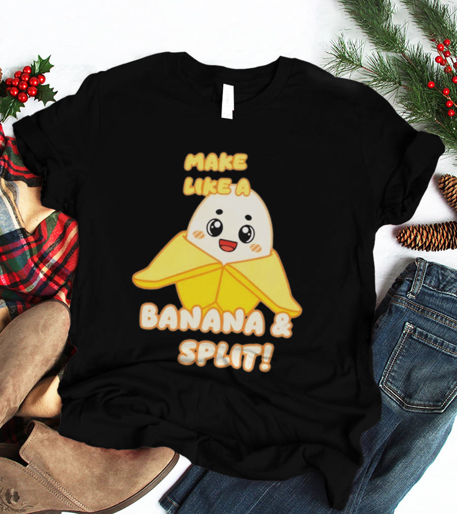 LankyBox Banany Make Like A Banana And Split Cute Cartoon T-Shirt