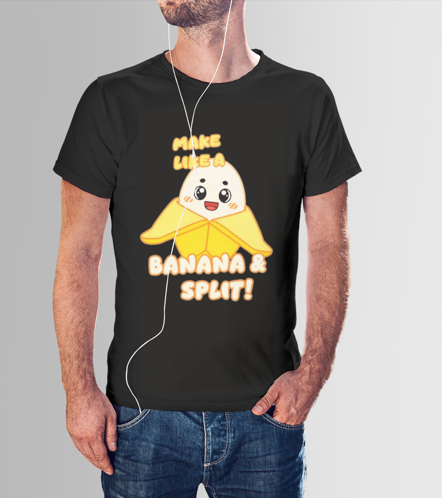 LankyBox Banany Make Like A Banana And Split Cute Cartoon T-Shirt