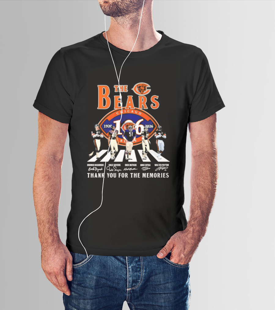 The Chicago Bears 106 Years 1920 2026 Player Road Thank You For The Memories T-Shirt