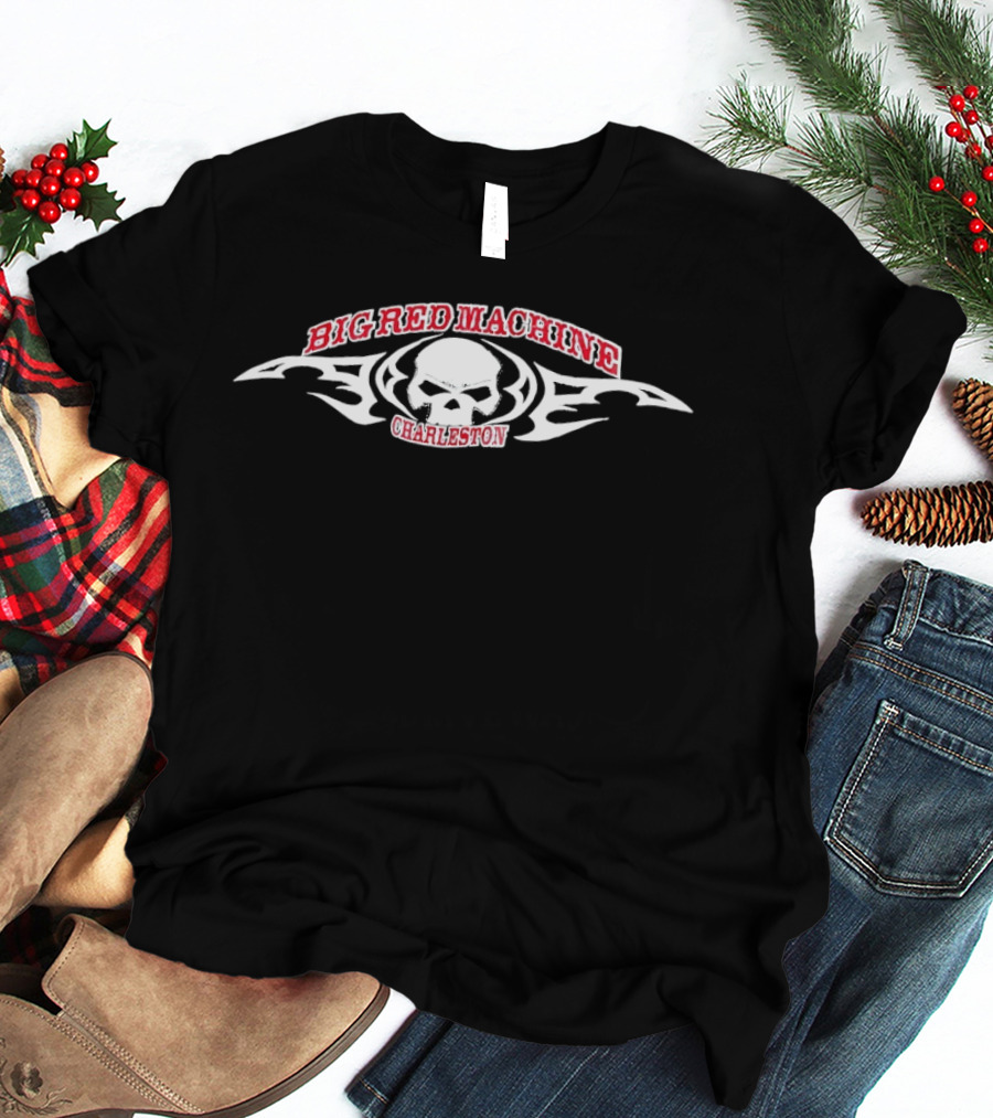 Big Red Machine Charleston Skull And Flames T-Shirt