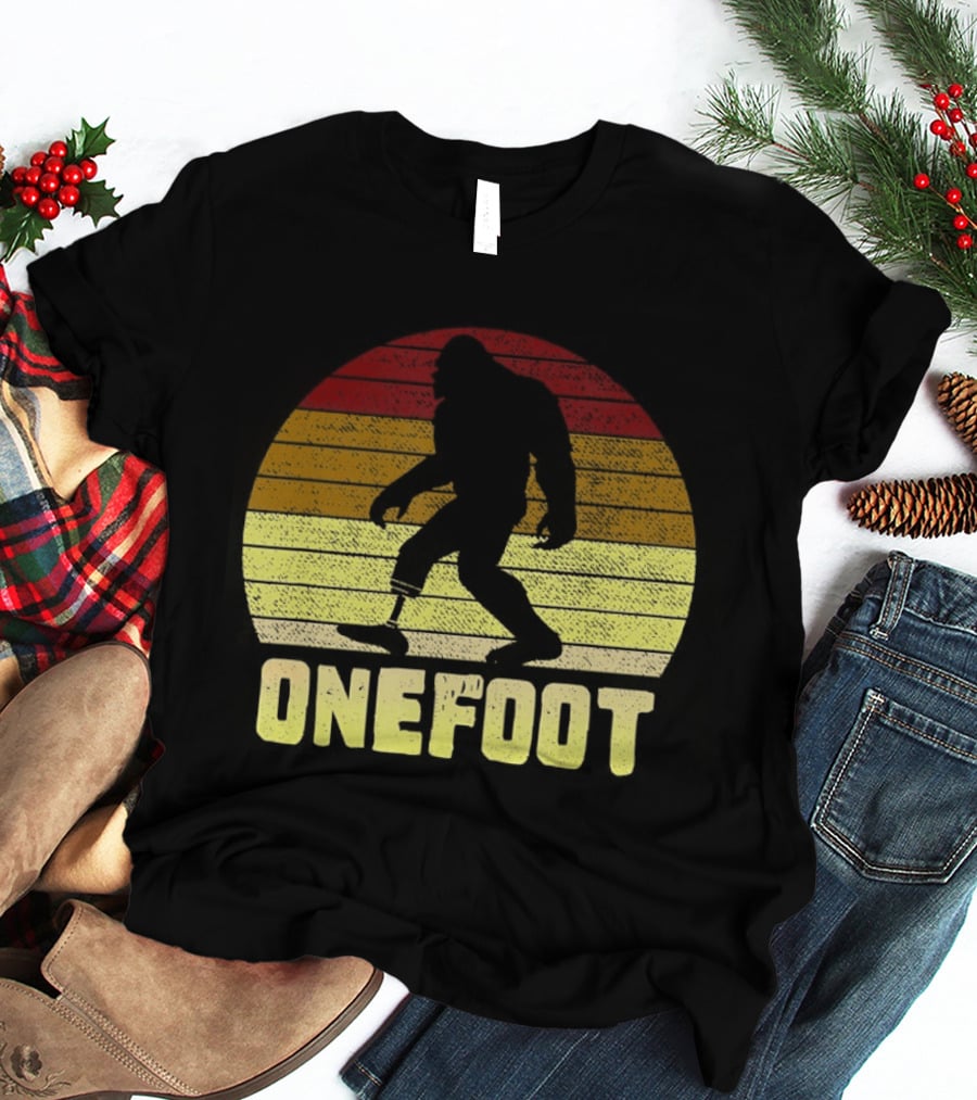 Bigfoot Artificial Leg Onefoot Silhouette Sunset T-Shirt