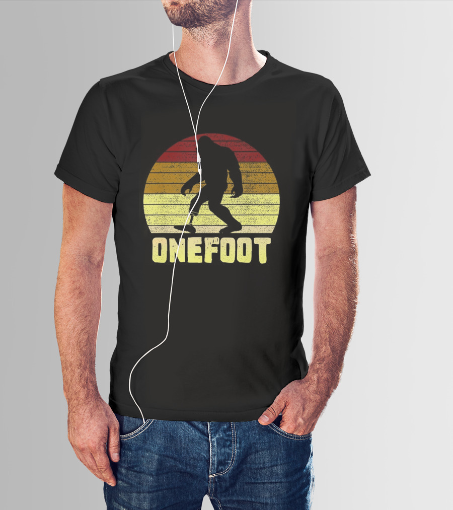 Bigfoot Artificial Leg Onefoot Silhouette Sunset T-Shirt