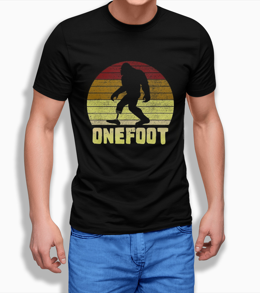 Bigfoot Artificial Leg Onefoot Silhouette Sunset T-Shirt