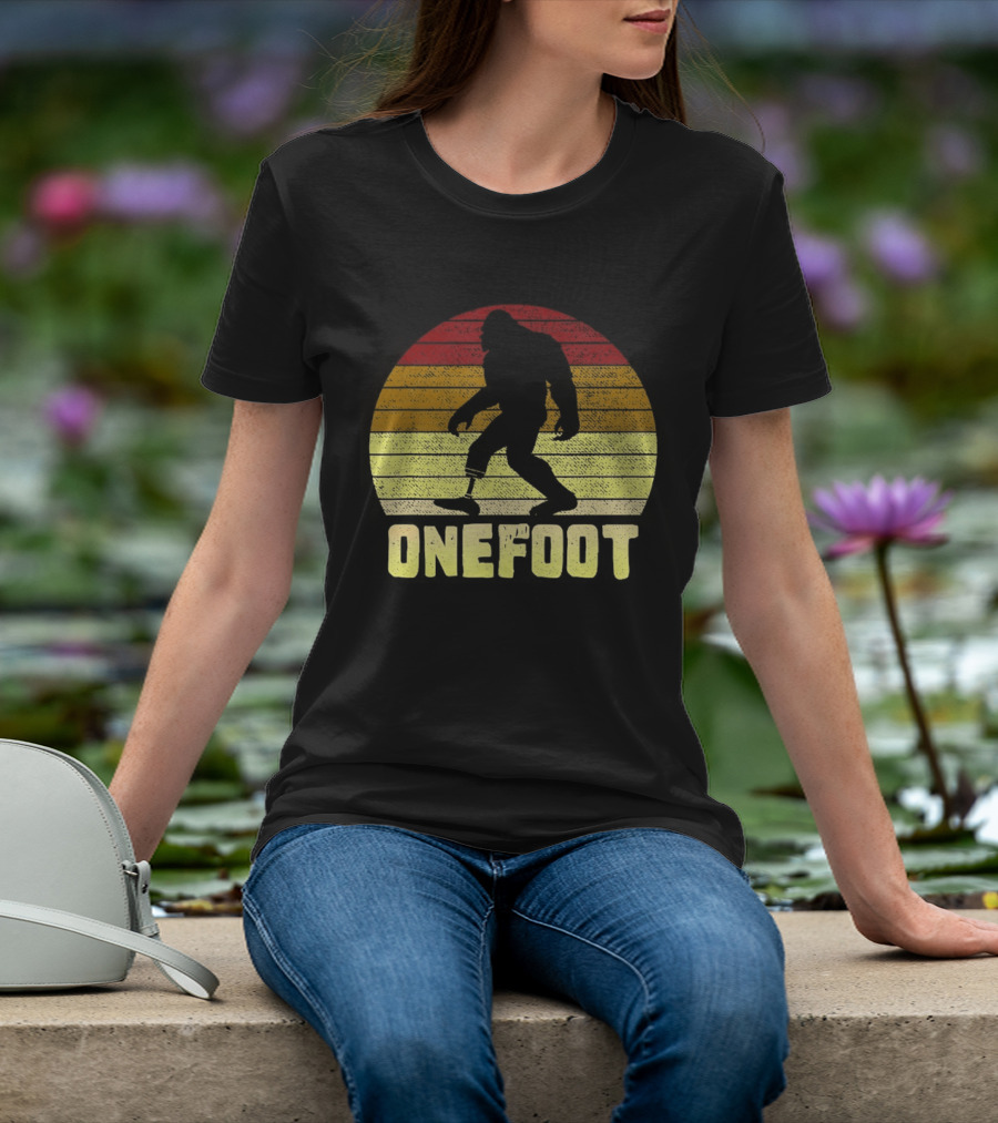 Bigfoot Artificial Leg Onefoot Silhouette Sunset T-Shirt