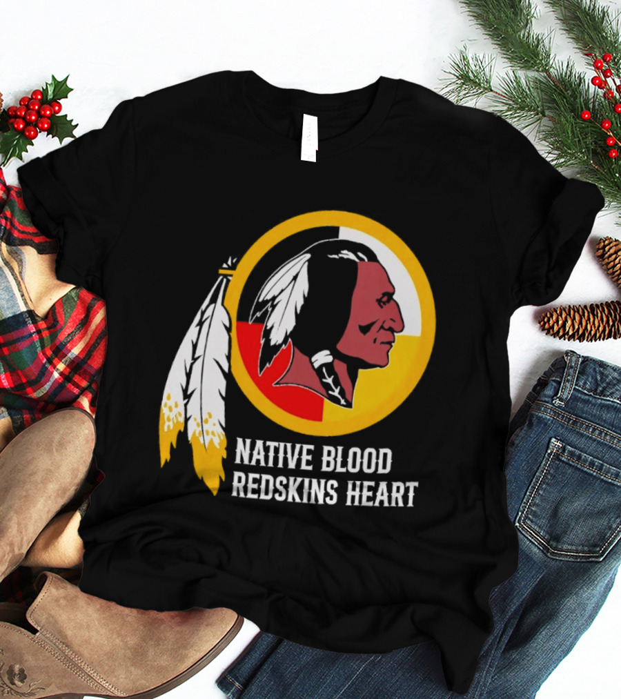 Native Blood Redskins Heart Washington Commanders T-Shirt
