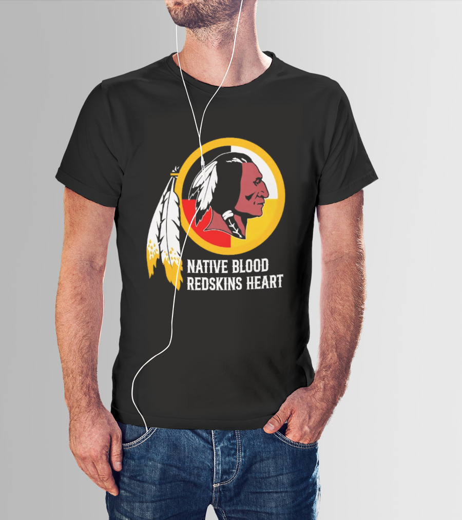Native Blood Redskins Heart Washington Commanders T-Shirt
