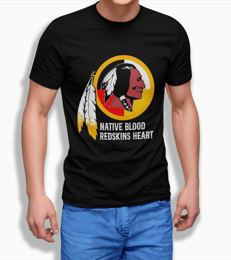 Native Blood Redskins Heart Washington Commanders T-Shirt