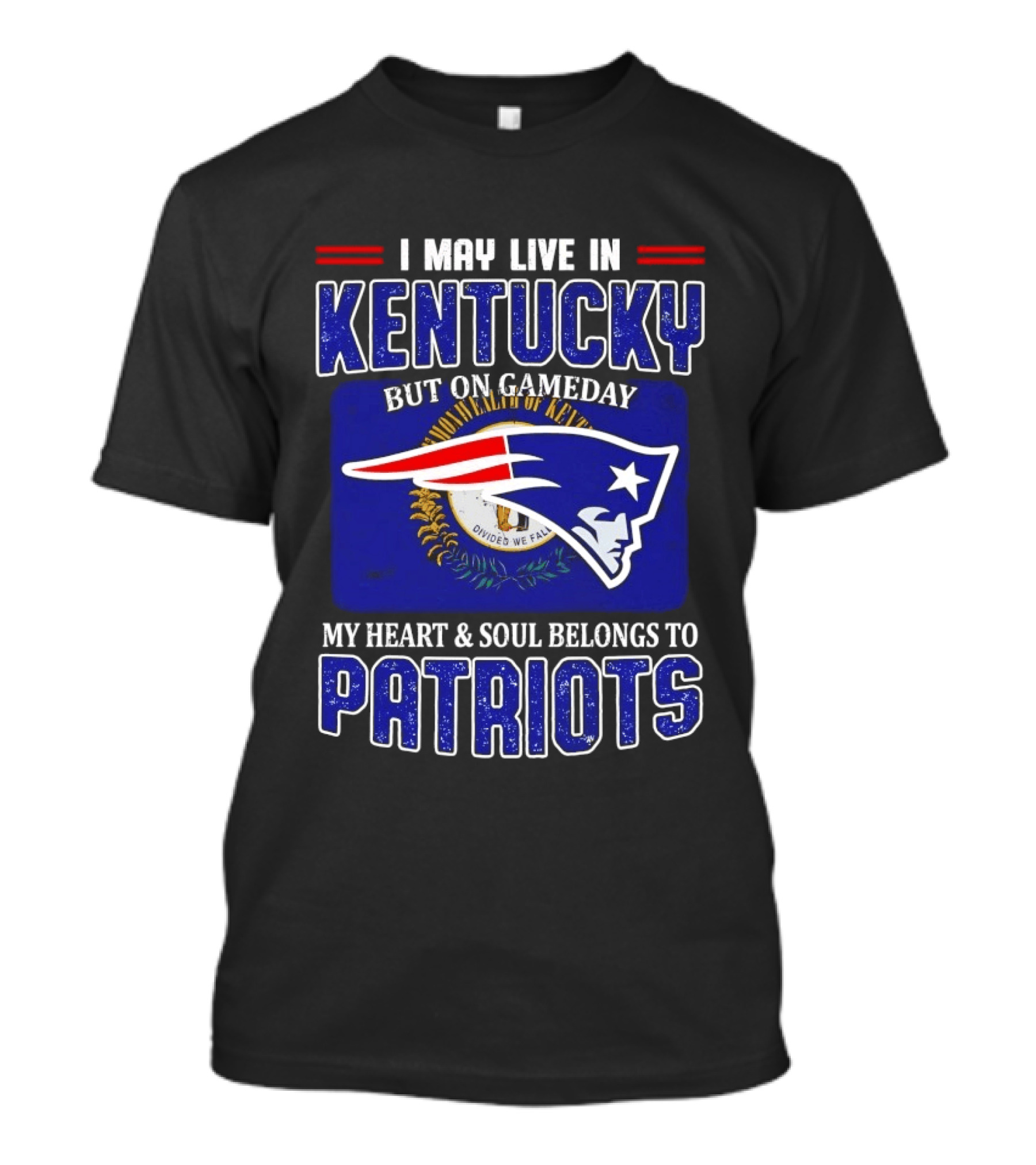 I May Live In Kentucky But On Gameday My Heart And Soul Belongs To Patriots T-Shirt