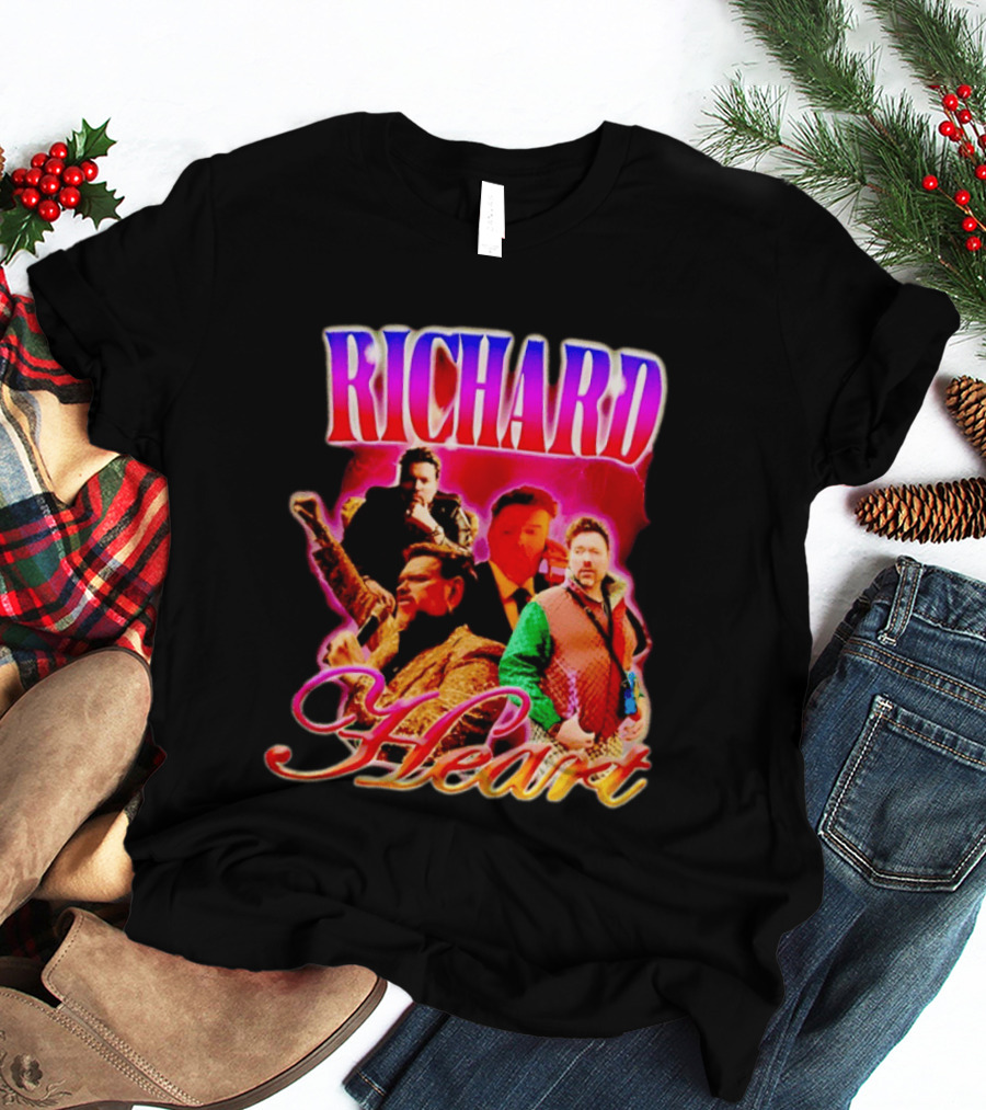 Richard Heart Lightning Bold Nostalgic Collage T-Shirt
