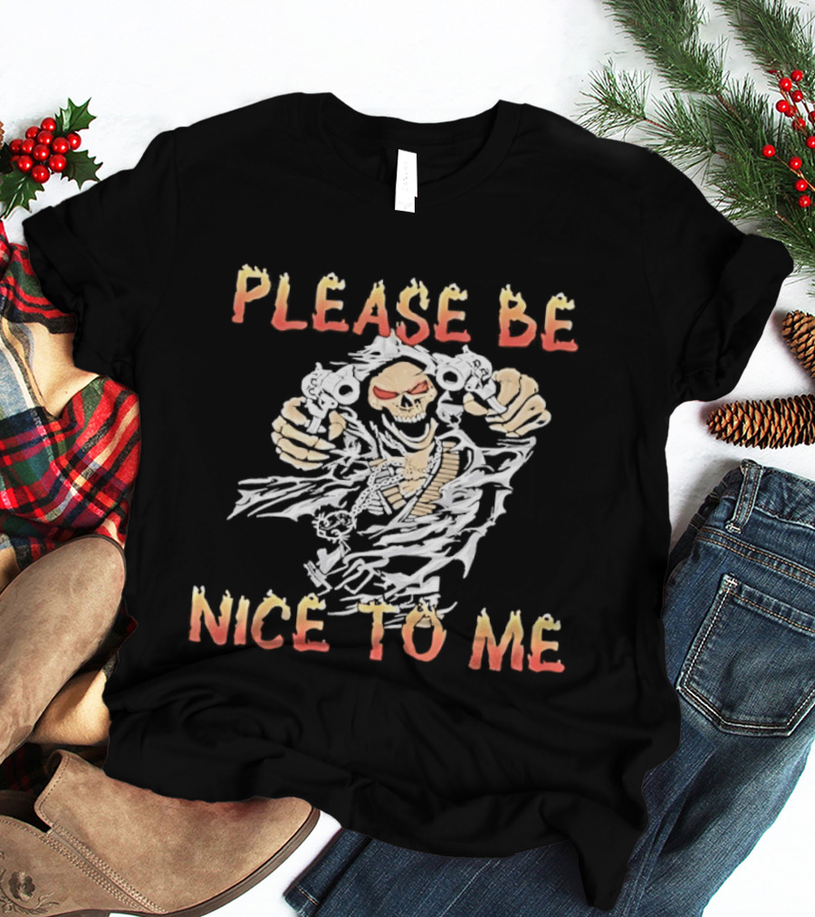 Please Be Nice To Me Skeleton Ghostly Appeal T-Shirt