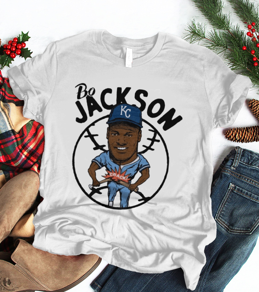 Bo Jackson KC Royals Cartoon Crack Baseball T-Shirt