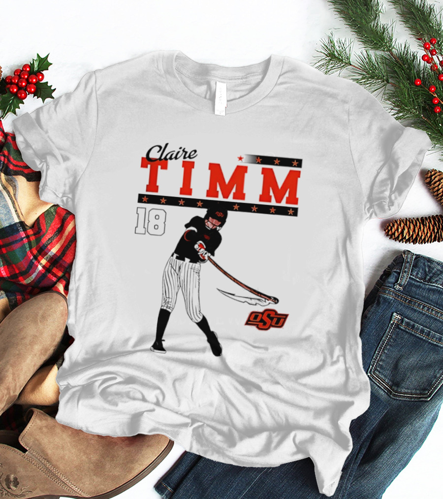 Claire Timm 18 OSU Cowgirls Softball Legend Player Caricature T-Shirt