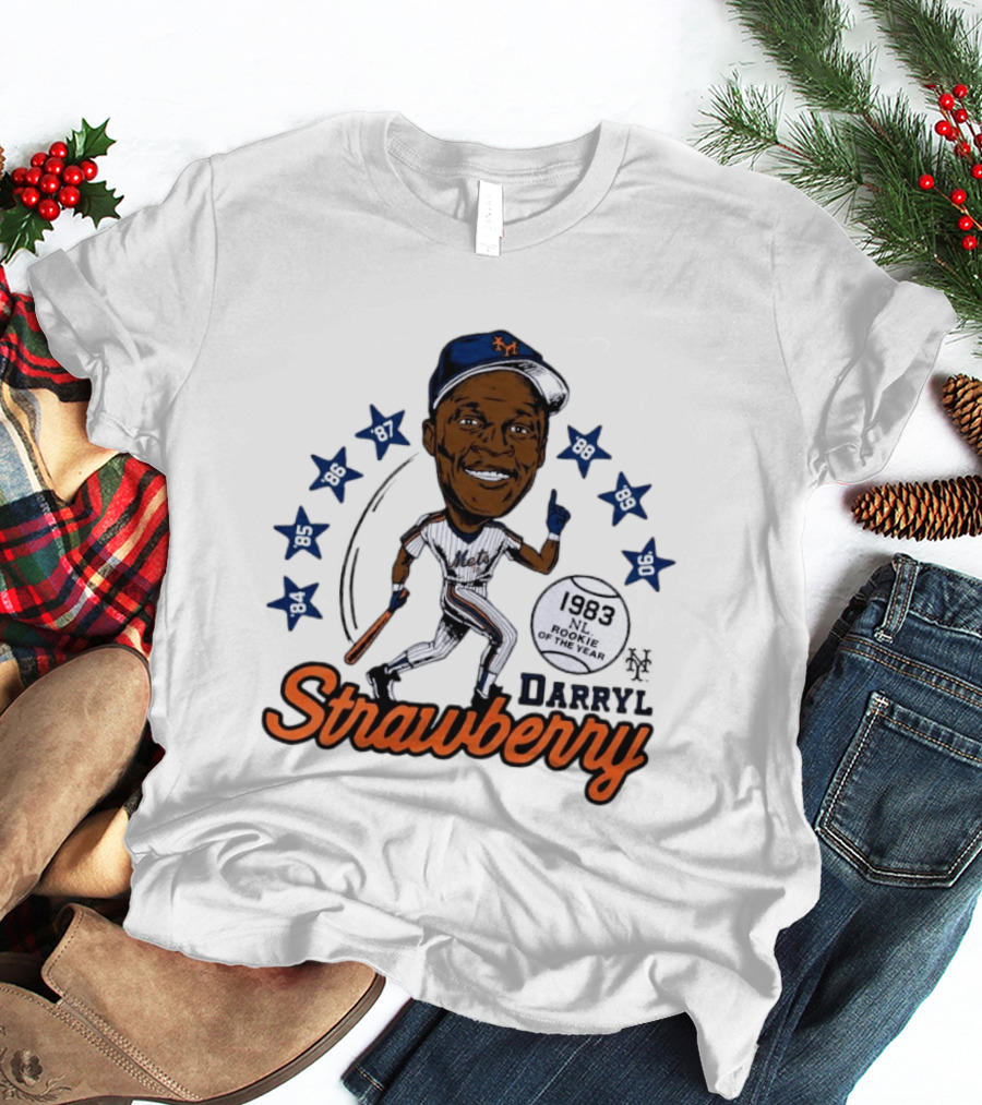 Darryl Strawberry New York Mets 1983 NL Rookie Of The Year Baseball Stars Icon 86 87 88 90 91 95 96 T-Shirt