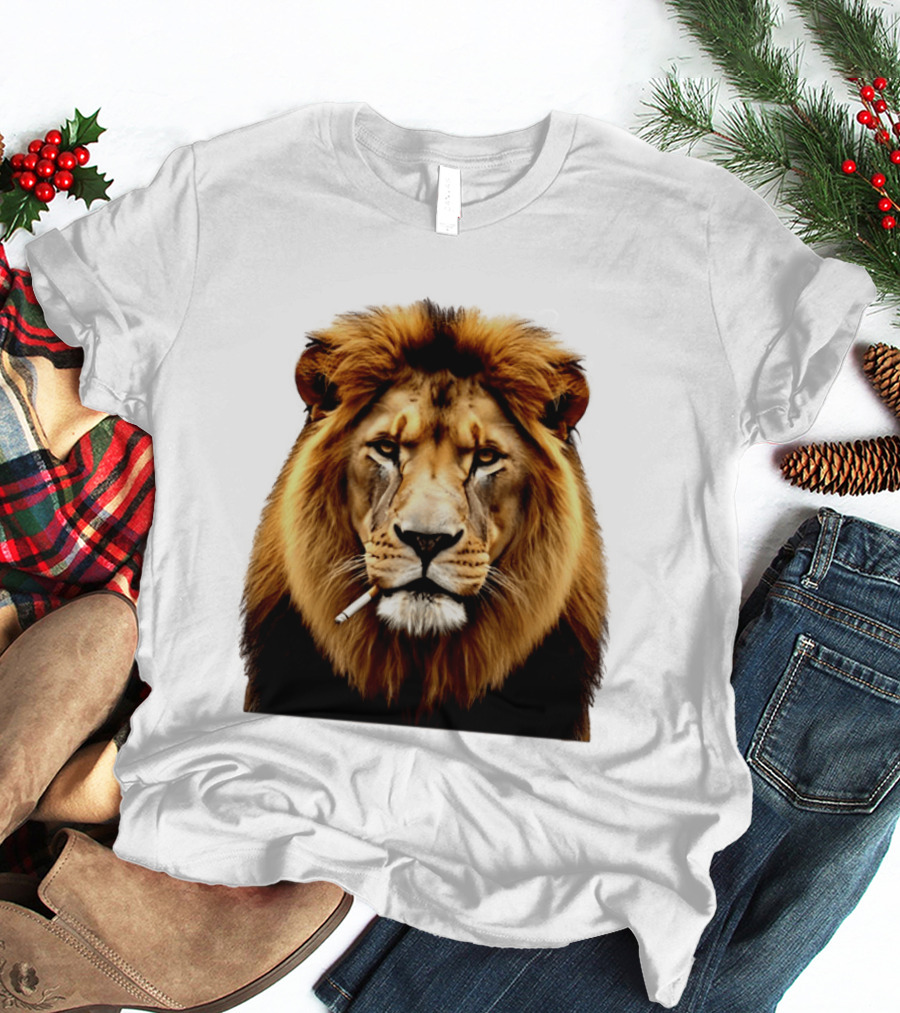Lion Smoking Cigarette Majestic Wild T-Shirt