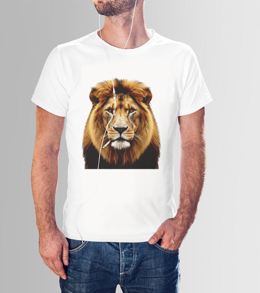 Lion Smoking Cigarette Majestic Wild T-Shirt