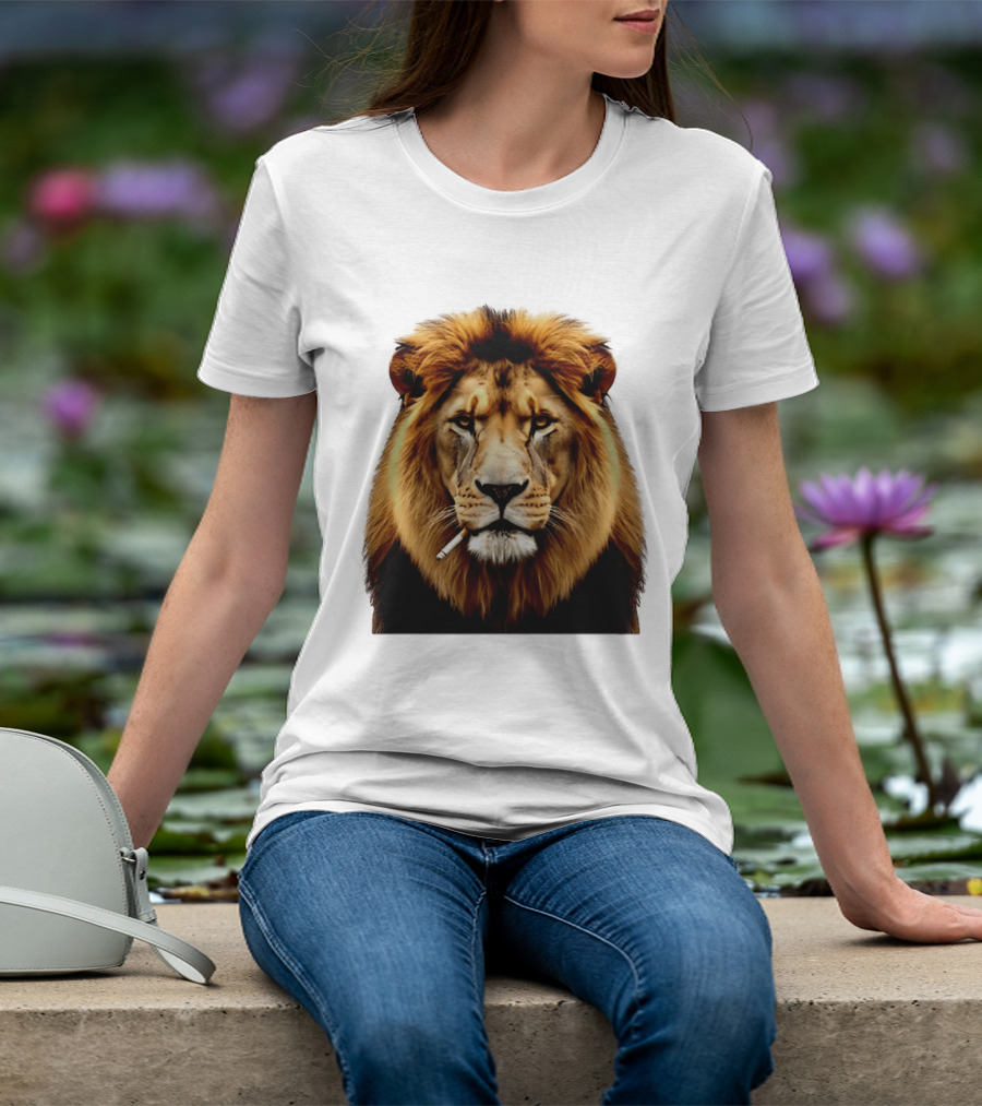 Lion Smoking Cigarette Majestic Wild T-Shirt