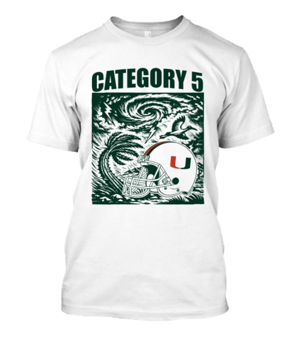 Miami Hurricanes Category 5 Helmet Storm Football T-Shirt