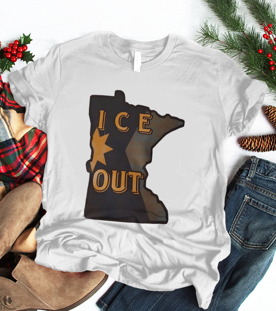 Minnesota Ice Out Bold Graphic State Map T-Shirt