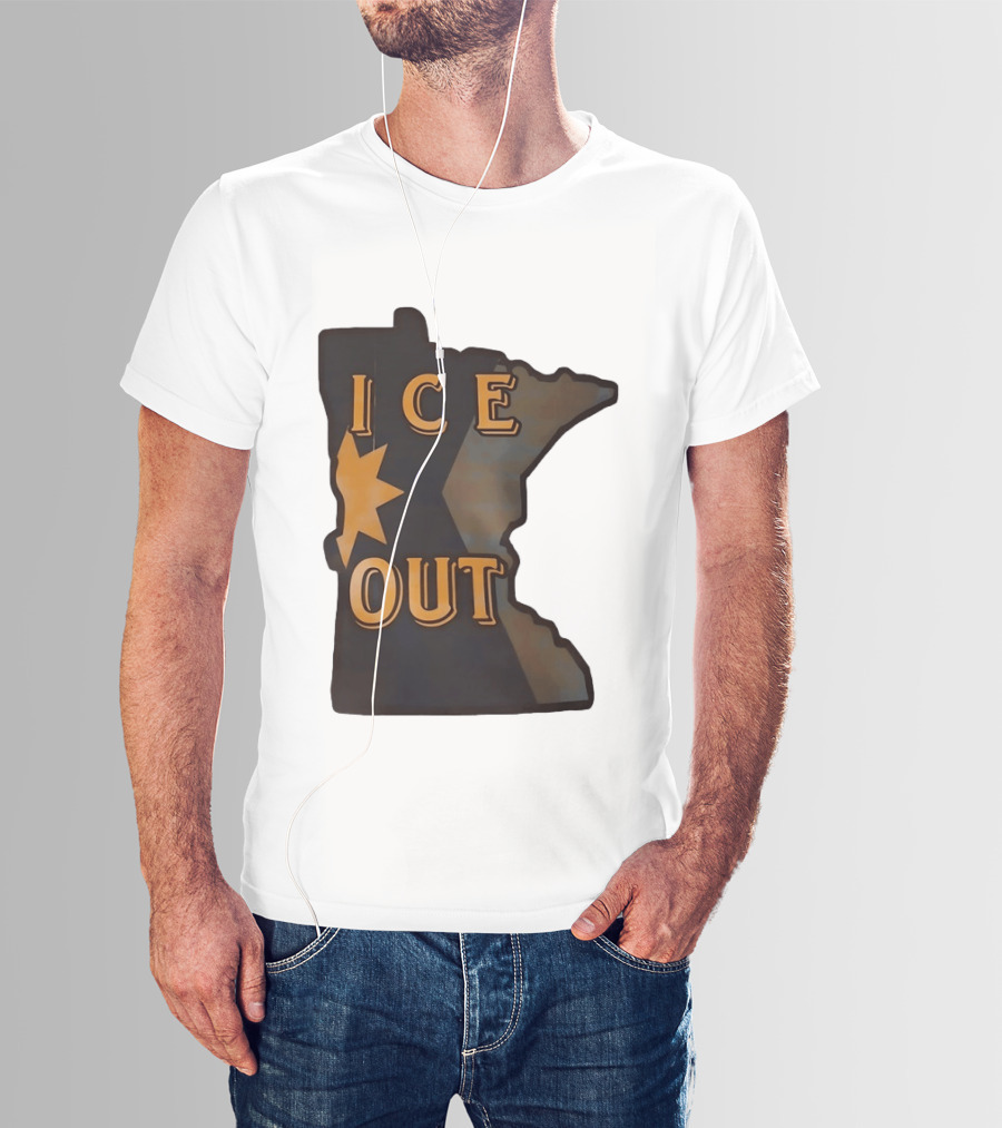 Minnesota Ice Out Bold Graphic State Map T-Shirt