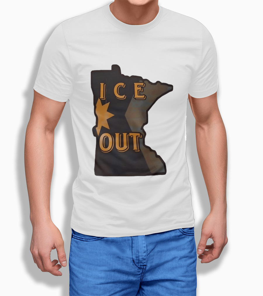 Minnesota Ice Out Bold Graphic State Map T-Shirt