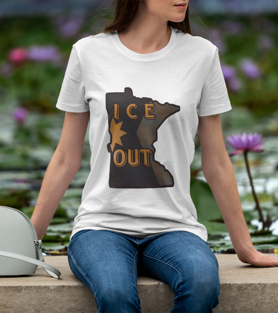 Minnesota Ice Out Bold Graphic State Map T-Shirt