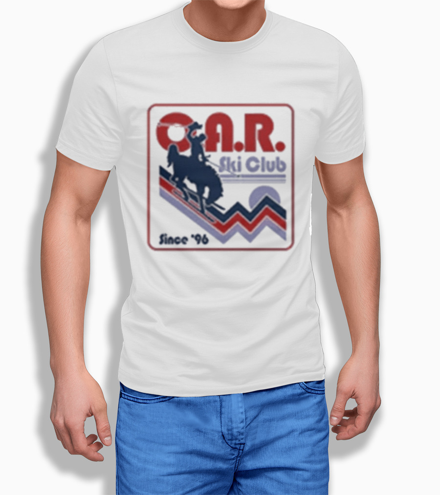 O.A.R. Ski Club Since 1996 Retro Design With Skier And Sun Motif T-Shirt