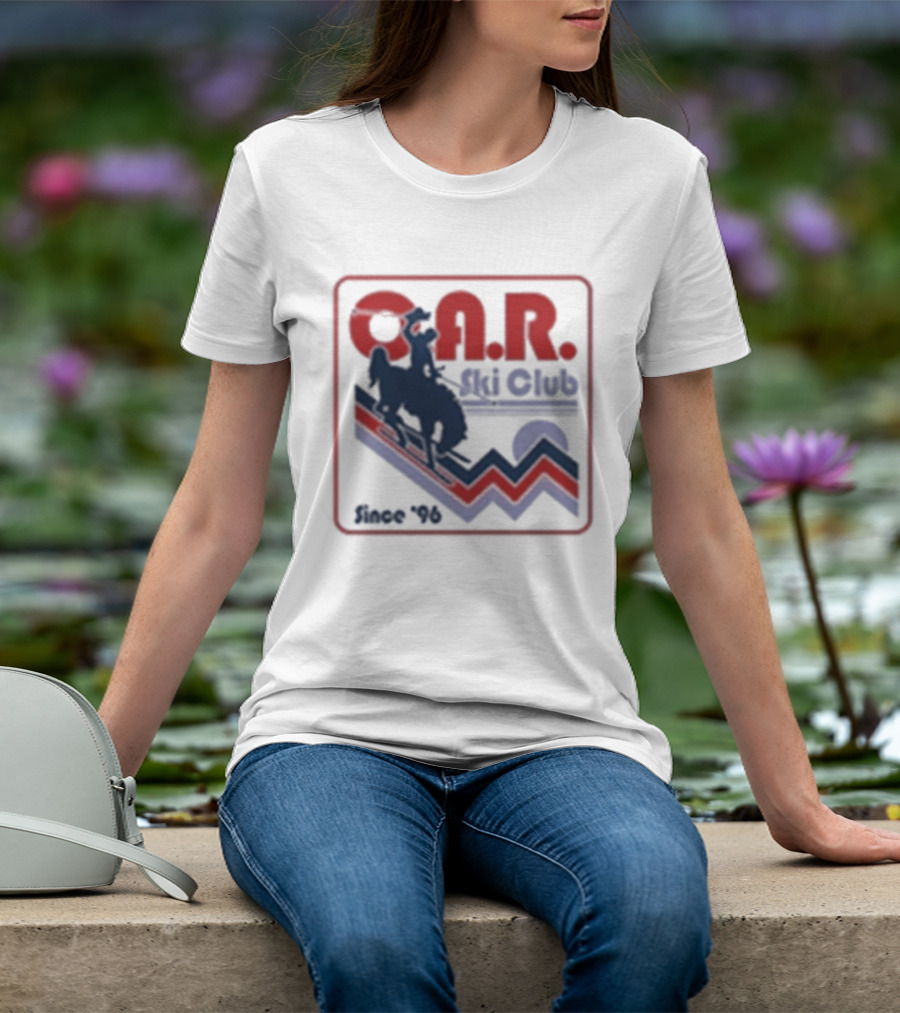 O.A.R. Ski Club Since 1996 Retro Design With Skier And Sun Motif T-Shirt
