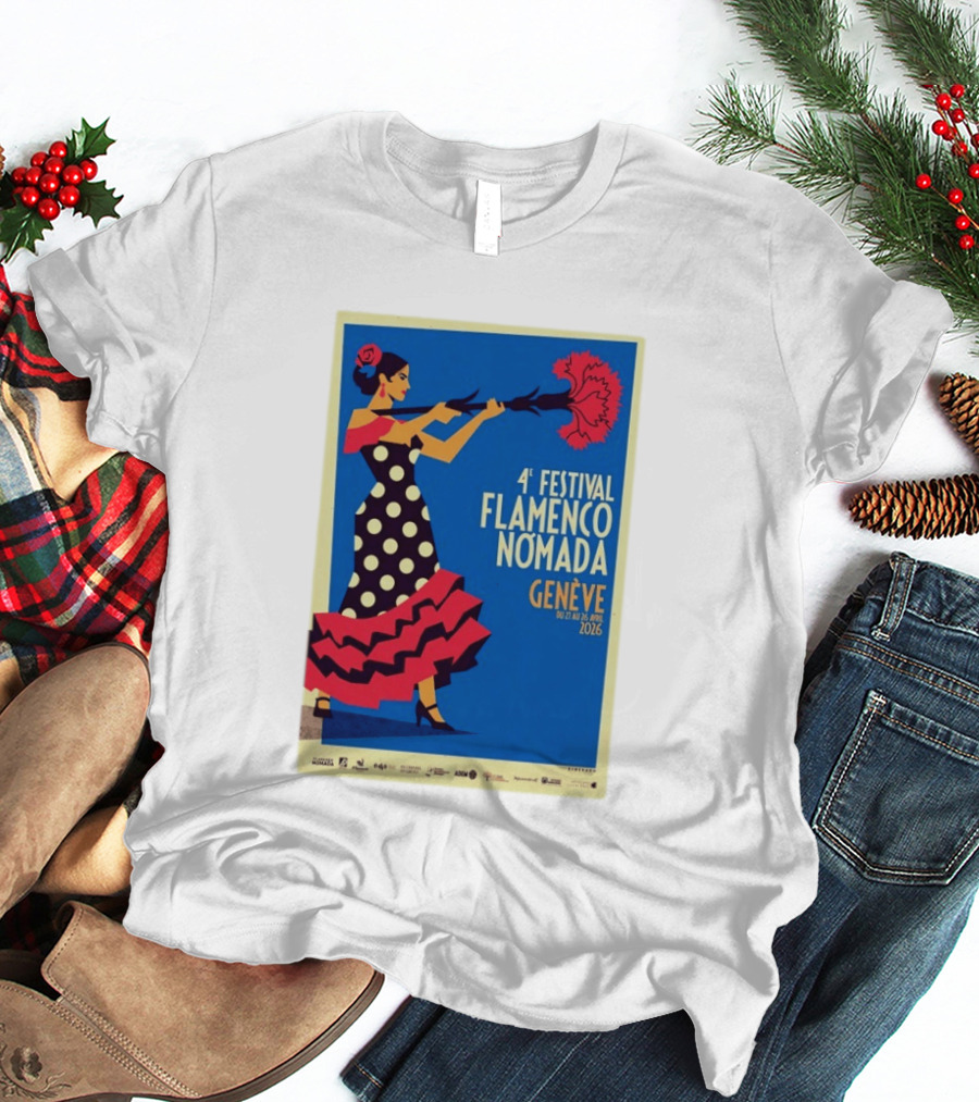 4º Festival Flamenco Nómada Genève 2026 Jan 27 April 26 Flamenco Dancer Polka Dot Dress T-Shirt