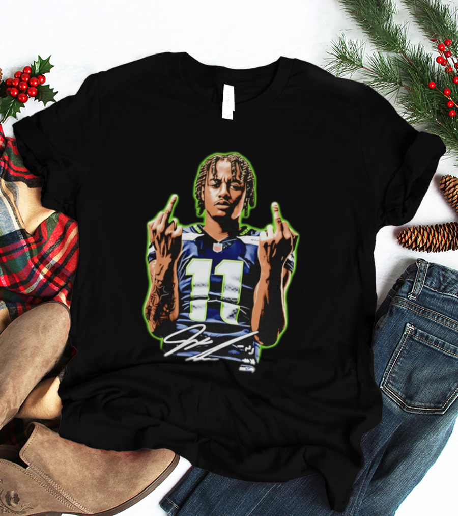 Jaxon Smith Njigba Seattle Seahawks 11 Middle Finger Gesture T-Shirt