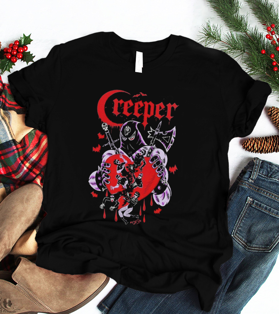 Creeper Sol Rac Valentines Heart And Skeletons 2026 T-Shirt