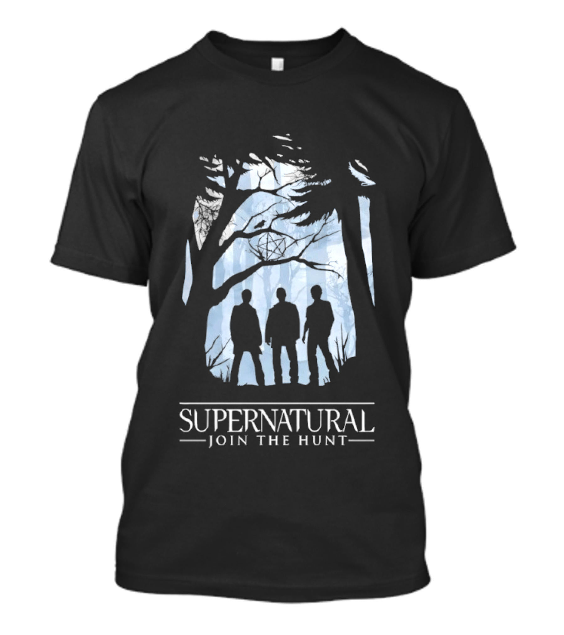 Supernatural Join The Hunt Silhouettes In Forest Scene T-Shirt