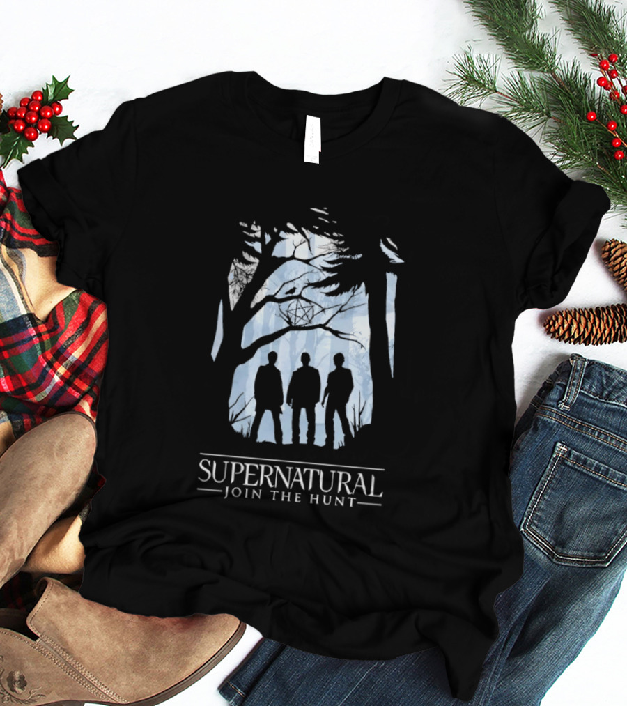 Supernatural Join The Hunt Silhouettes In Forest Scene T-Shirt