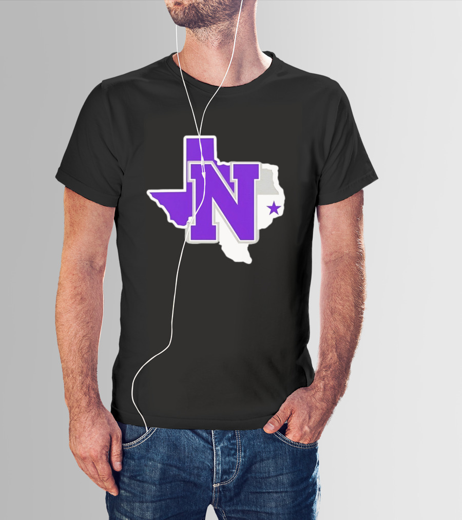 Norton High School Football Texas Map Purple N Star T-Shirt