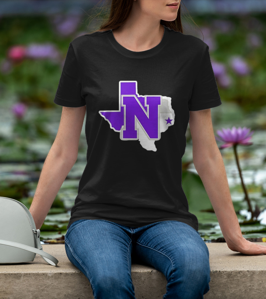 Norton High School Football Texas Map Purple N Star T-Shirt