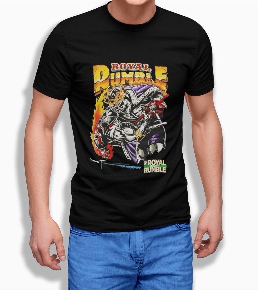 Royal Rumble Riyadh Boulevard Skeleton Crown Flame T-Shirt