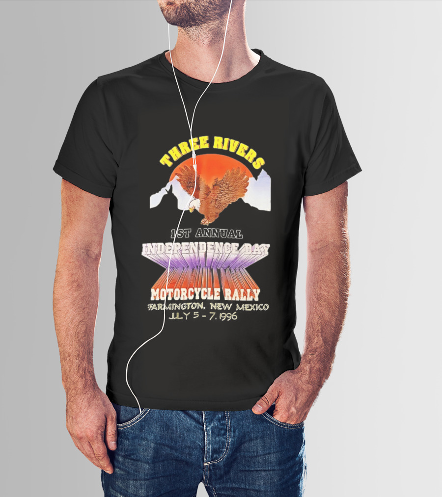Three Rivers Independence Day Motorcycle Rally Bald Eagle Sunset T-Shirt