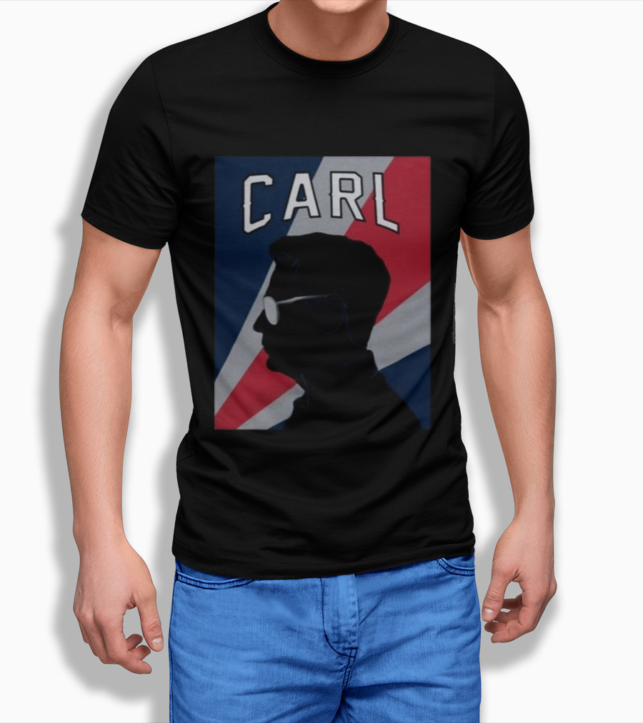 CARL Silhouette With Red And Blue Angled Stripes T-Shirt