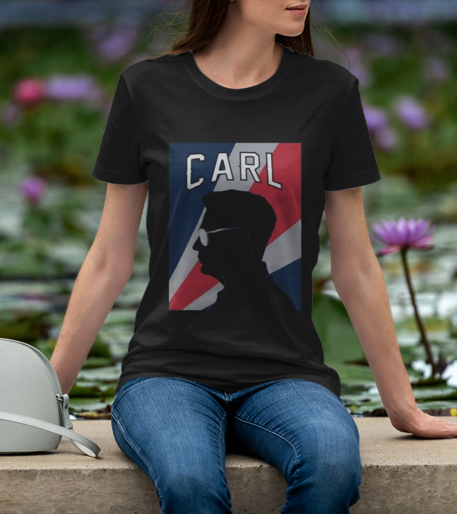 CARL Silhouette With Red And Blue Angled Stripes T-Shirt