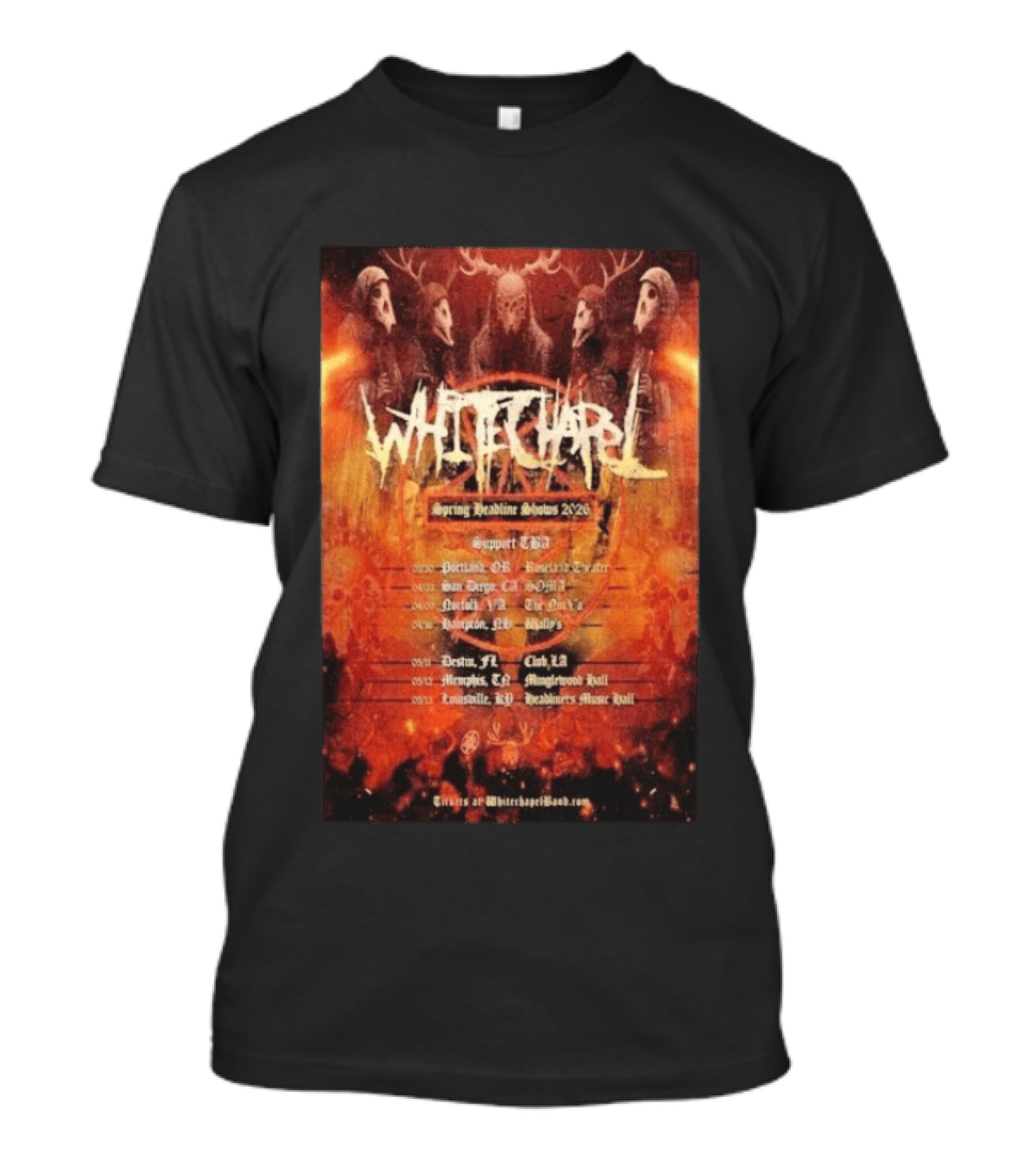 Whitechapel Spring Headline Shows 2026 Tour Dates And Locations T-Shirt