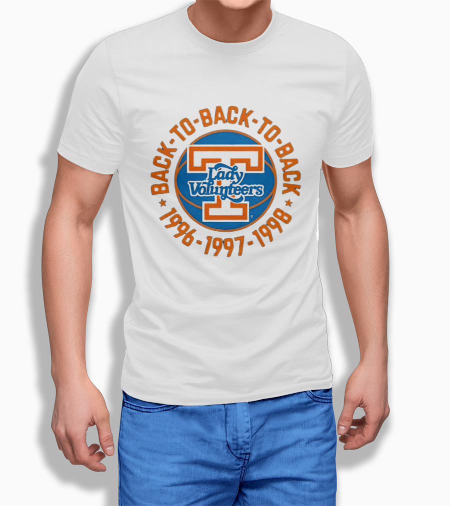 Tennessee Lady Volunteers Back To Back Champions 1996 1997 1998 T-Shirt