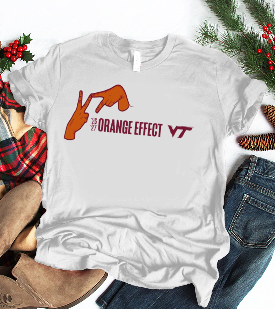 Virginia Tech Hokies 2026 2027 Orange Effect Hand Sign VT T-Shirt