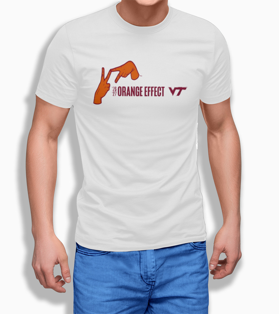 Virginia Tech Hokies 2026 2027 Orange Effect Hand Sign VT T-Shirt