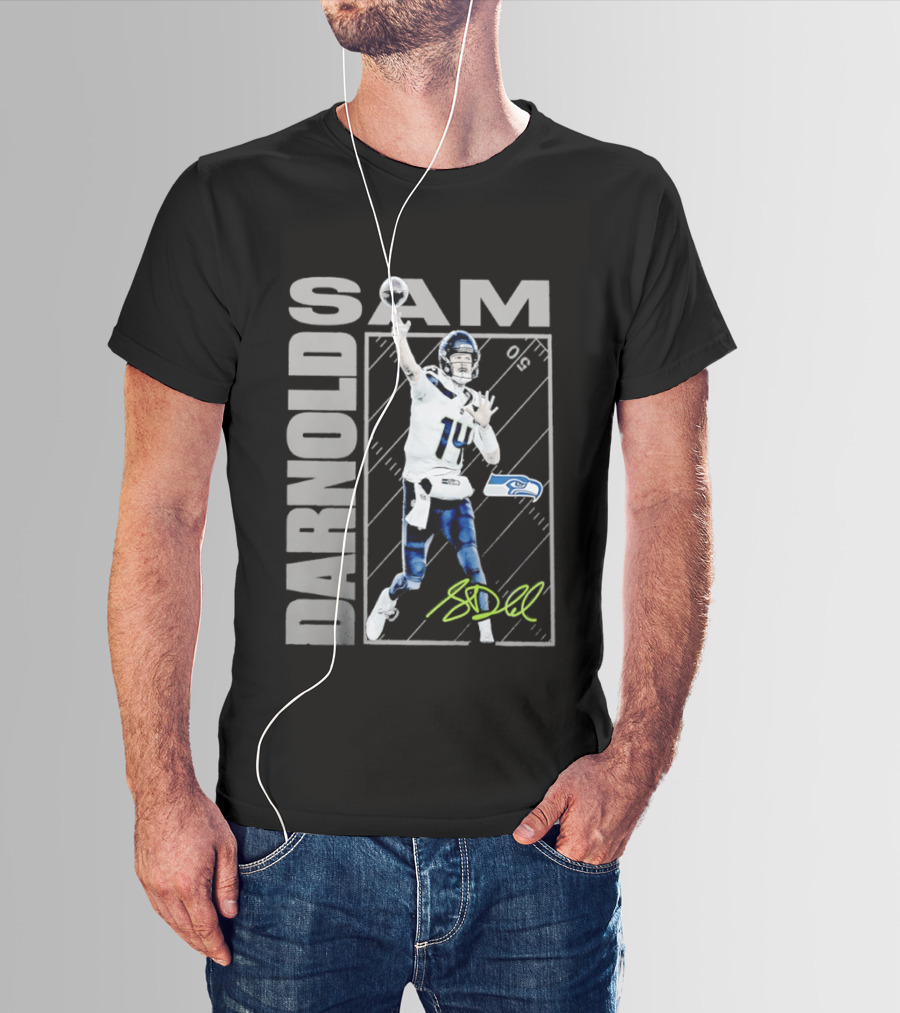 Darnold SAM Seattle Seahawks 14 Football Player Action T-Shirt