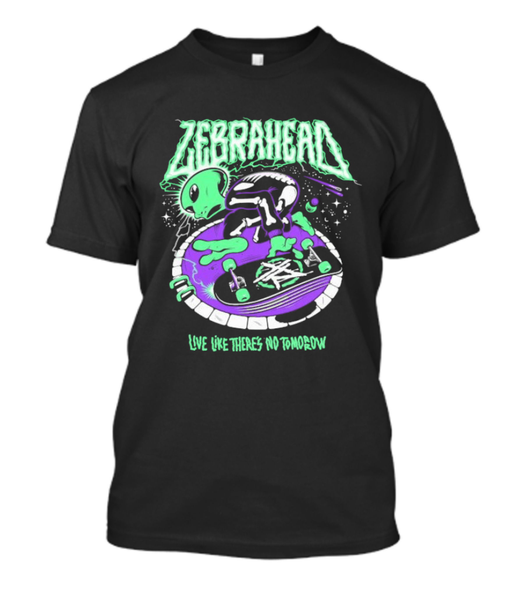 Zebrahead Live Like There's No Tomorrow Alien Skateboarding Extraterrestrial T-Shirt