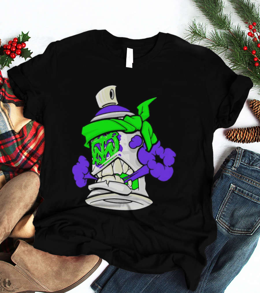 Trey Miguel Graffiti Spray Paint Can Cartoon Bandana T-Shirt