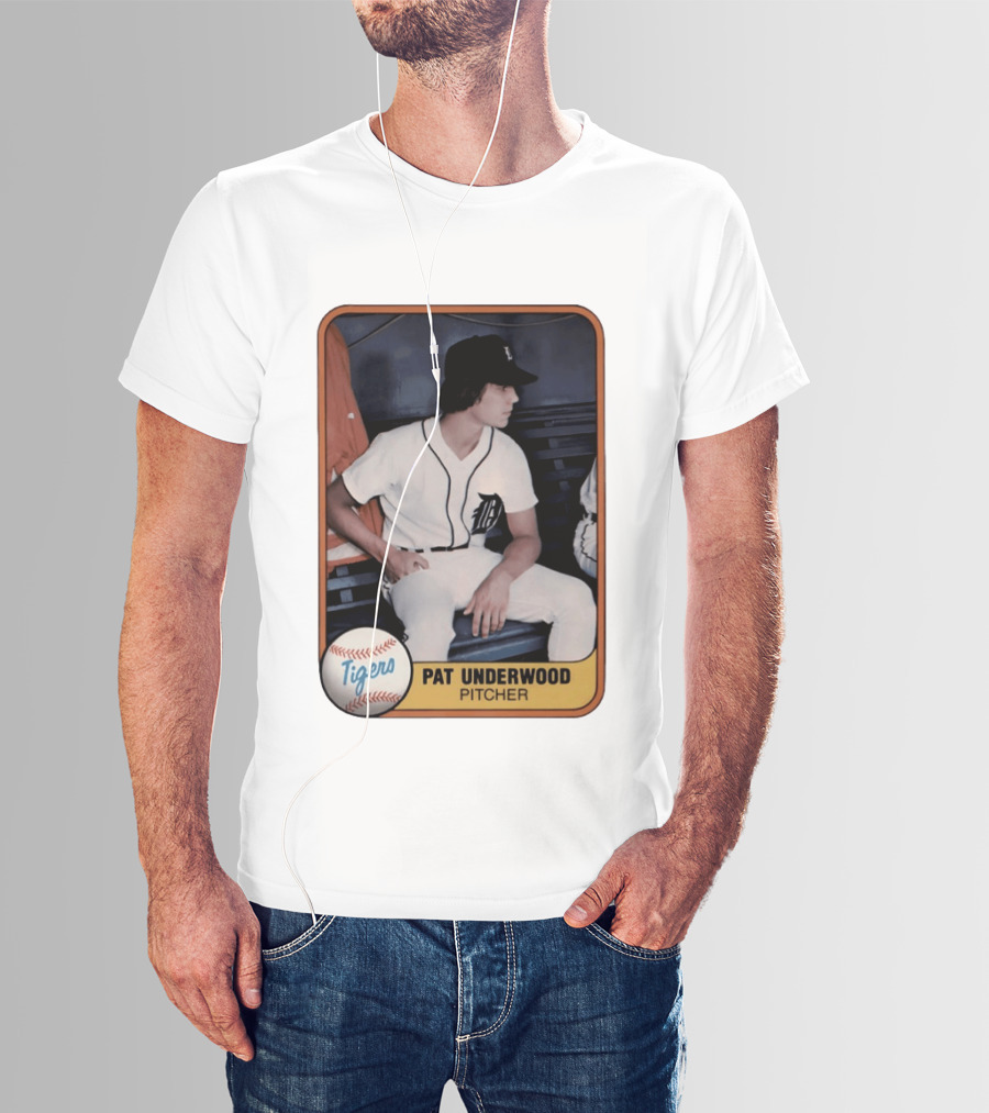 Tigers Pat Underwood Pitcher Baseball Card T-Shirt