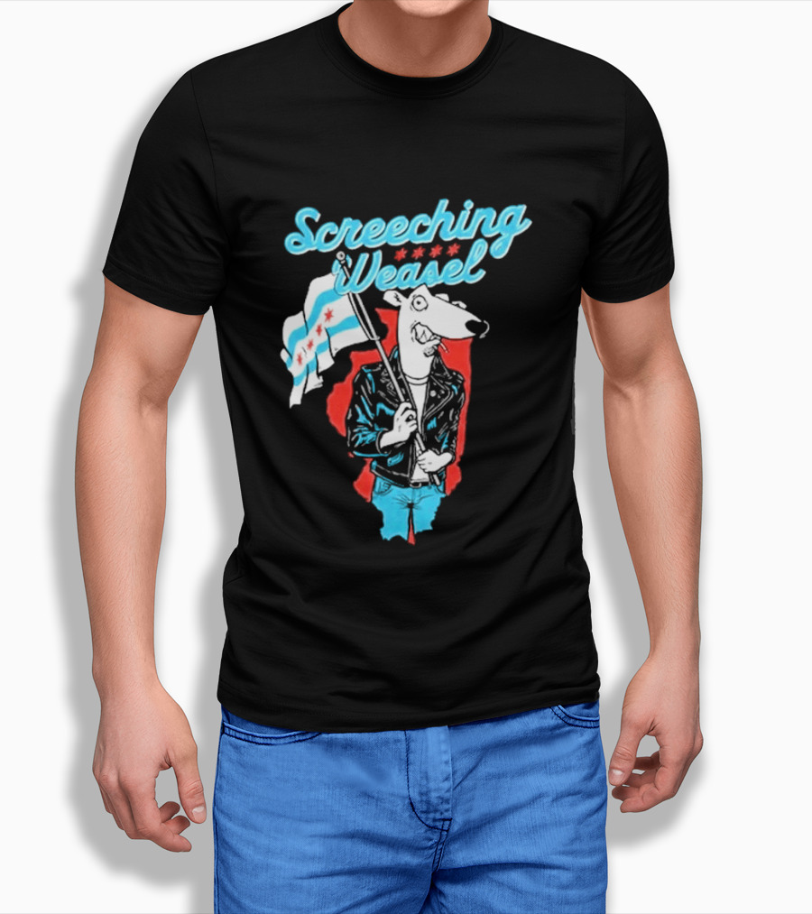 Screeching Weasel Chicago Flag Punk T-Shirt