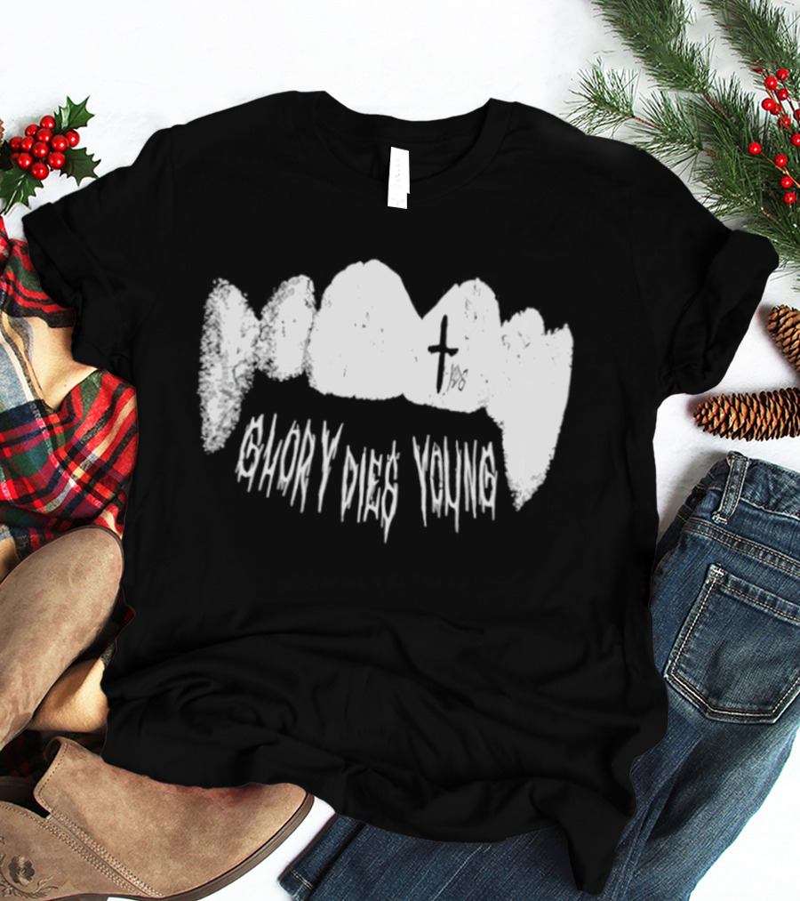 YDG Fang Glory Dies Young Teeth Graphic Cross T-Shirt
