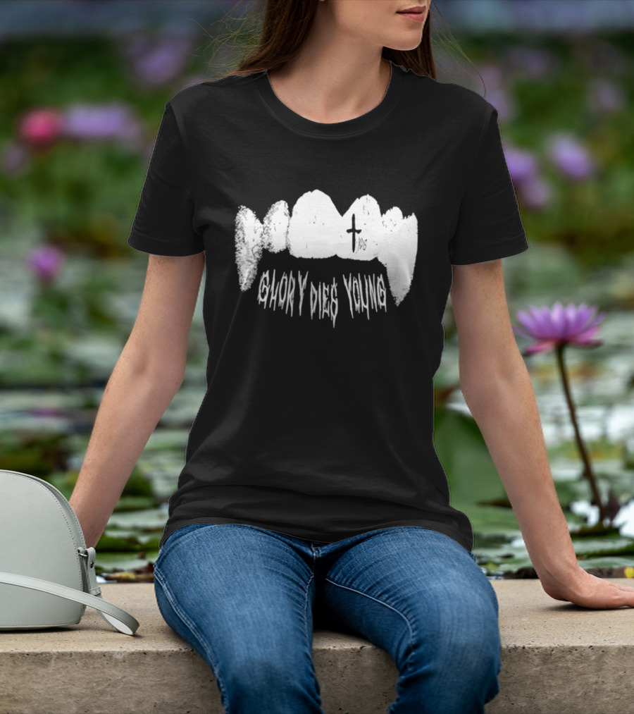 YDG Fang Glory Dies Young Teeth Graphic Cross T-Shirt