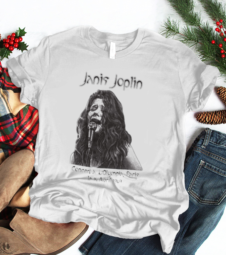 Janis Joplin Olympia Paris Concert Live Performance 1970s T-Shirt